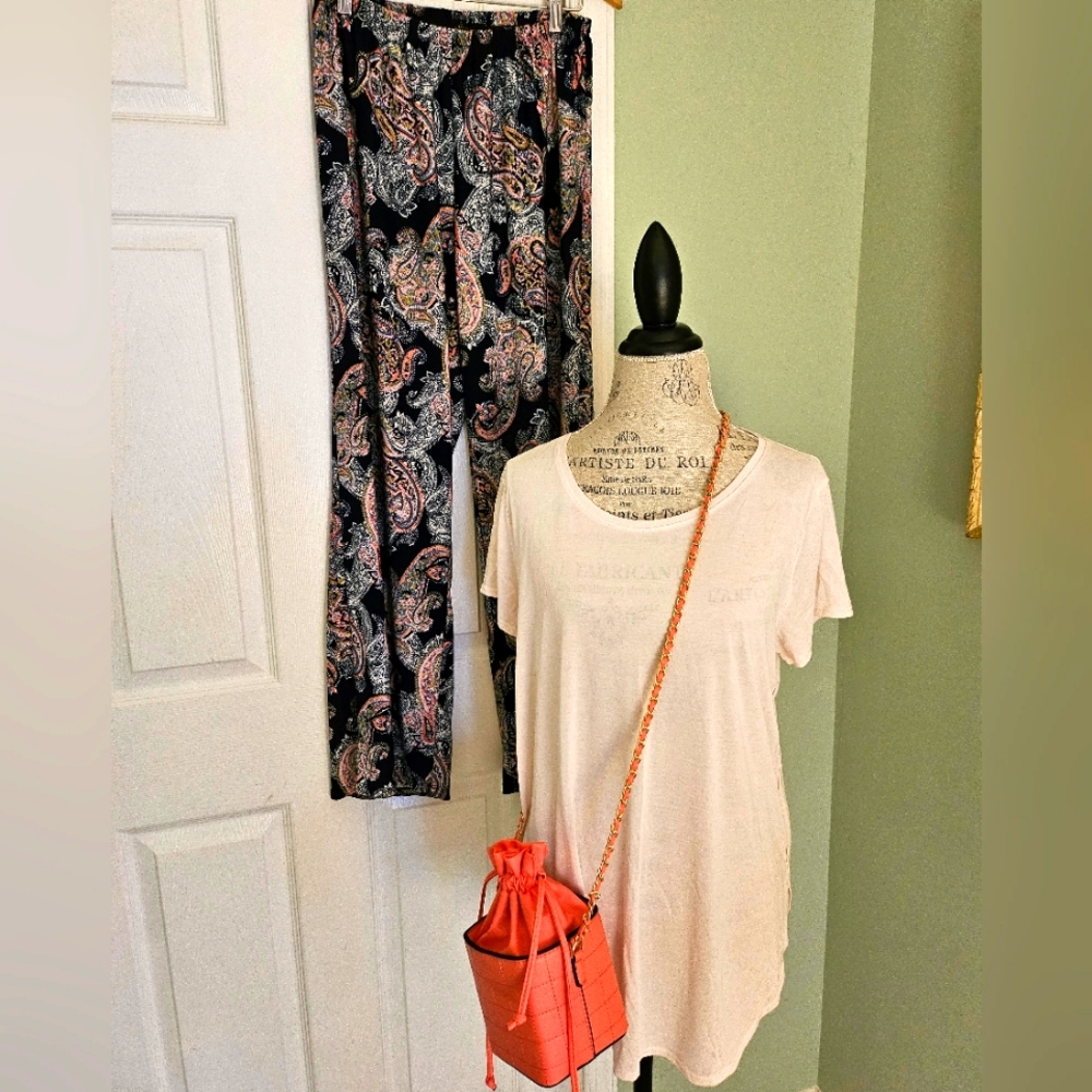 Draw String Pouch Top Box Bag Coral Purse  Pale Pink Summer Top Tee